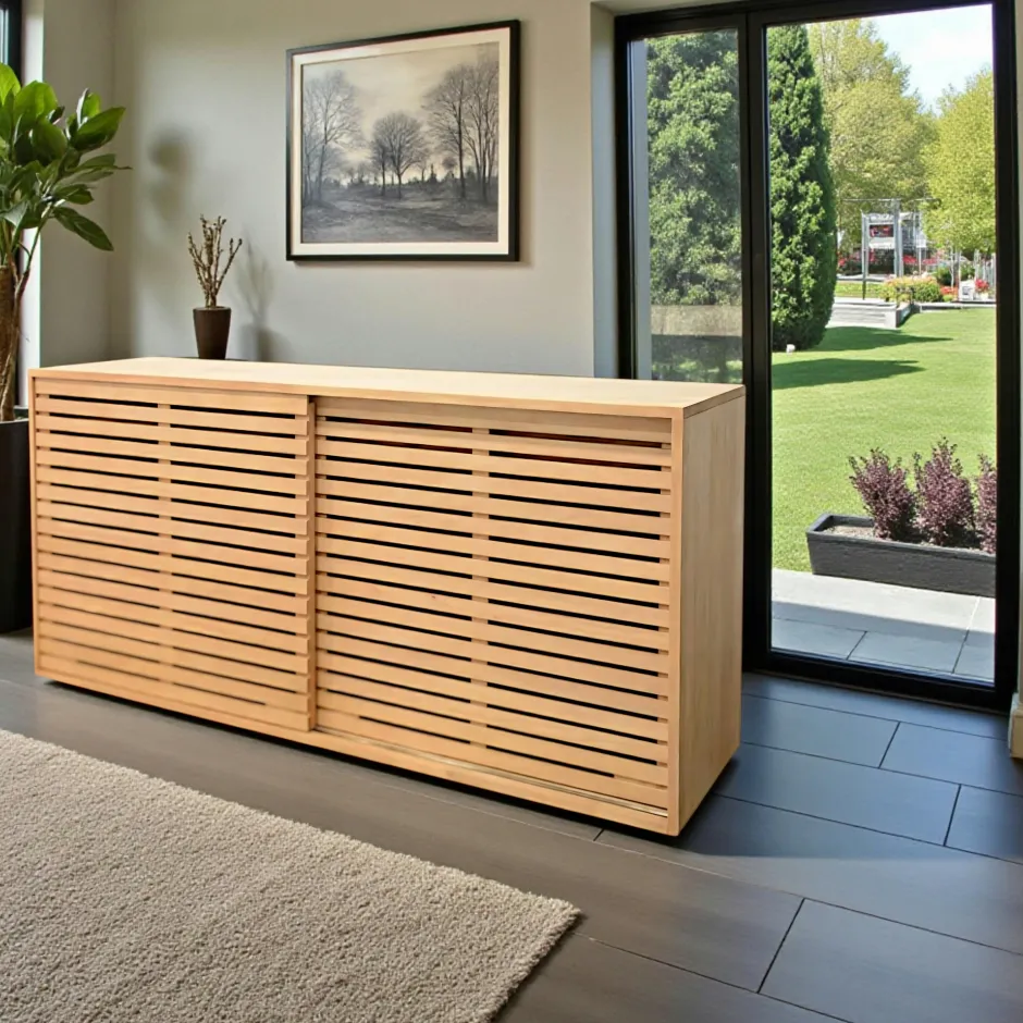 New Orléans Buffets Bas|Buffet Bas|Buffet bas Hévéa 2 portes coulissantes Persiennes, 2 tiroirs intérieurs 160x45x80cm NEW ORLEANS