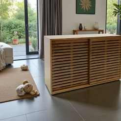 New Orléans Buffets Bas|Buffet Bas|Buffet bas Hévéa 2 portes coulissantes Persiennes, 2 tiroirs intérieurs 120x45x80cm NEW ORLEANS