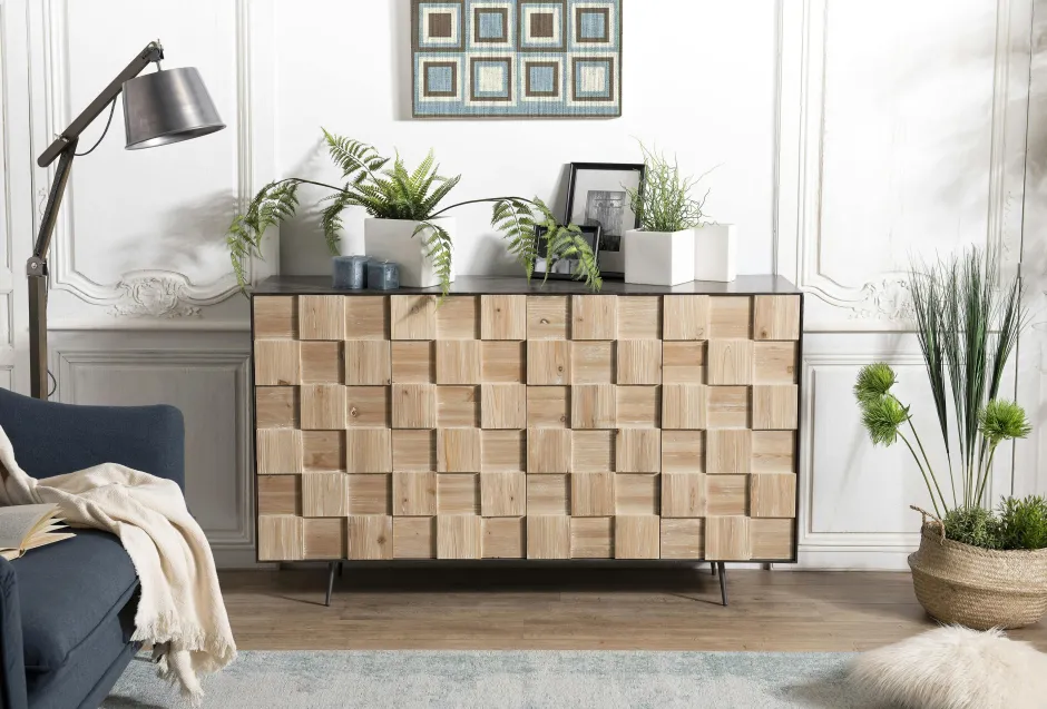 CARPATES Buffets Contemporains|Buffets Contemporains|Buffet contemporain bois de sapin damier