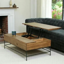 HUDSON Buffets Contemporains|Buffets Contemporains|Buffet contemporain chêne massif encadrement métal noir