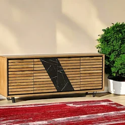 ESSEN Buffets Contemporains|Buffets Contemporains|Buffet design en bois de chêne finition miel, 4 portes