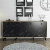 UMEA Buffets Contemporains|Buffets Contemporains|Buffet design moderne 4 portes, façade effet marbre noir