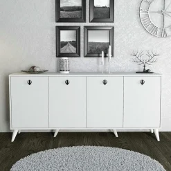 UMEA Buffets Contemporains|Buffets Contemporains|Buffet design moderne 4 portes, façade effet marbre noir