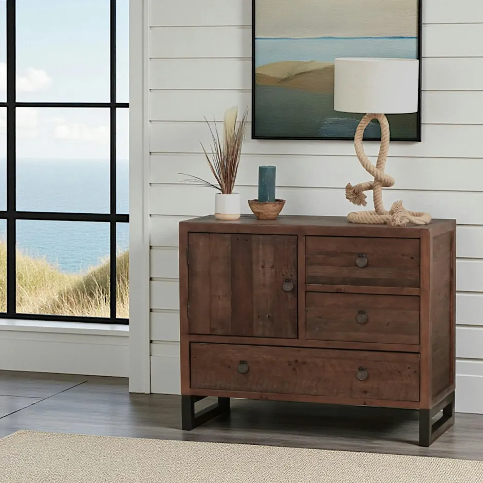 SAMOA Buffets Contemporains|Buffets Contemporains|Buffet en bois brun recyclé 3 portes