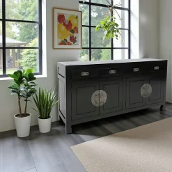 Maori Buffets En Bois|Buffets En Bois|Buffet enfilade 4 portes 4 tiroirs hévéa 175x50x90cm