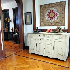 Tradition Buffets En Bois|Buffets En Bois|Buffet Enfilade Hévéa 4 portes, 6 tiroirs 170x48x95cm