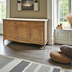 Tradition Buffets Bas|Buffet Bas|Buffet galbé hévéa 3 portes 150cm