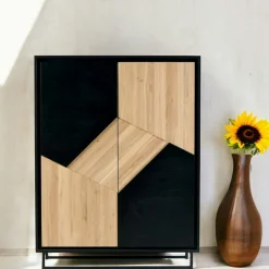 ANINA Armoires En Bois|Buffet haut bois noir et blanc