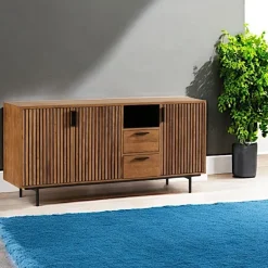 FANO Buffets Contemporains|Buffets Contemporains|Buffet haut design teck recyclé intérieur noir