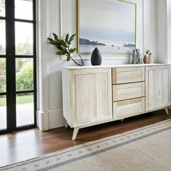 Sixties Buffets Vintage|Buffets Vintage|Buffet Hévéa 2 portes, 3 tiroirs 160x45x85cm