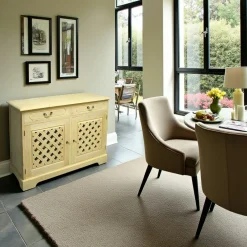 Maori Buffets En Bois|Buffets En Bois|Buffet Hévéa 2 tiroirs, 2 portes motif tressé 120x40x90cm