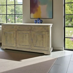 Tradition Buffets En Bois|Buffets En Bois|Buffet long 3 portes hévéa 150x45x80cm