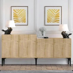 JENA Buffets Contemporains|Buffets Contemporains|Buffet moderne 4 portes effet chêne - 2 niveaux