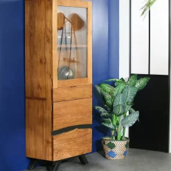 BARBADE Buffets Contemporains|Buffets Contemporains|Buffet moderne bois recyclé teck laque noire 200 cm