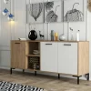 JENA Buffets Contemporains|Buffets Contemporains|Buffet moderne effet bois et blanc, niches ouvertes