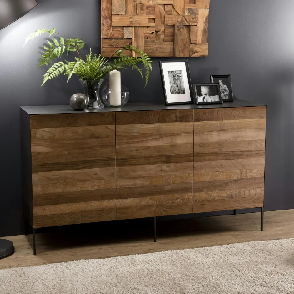 PANAMA Buffets Contemporains|Buffets Contemporains|Buffet moderne teck recyclé 3 portes