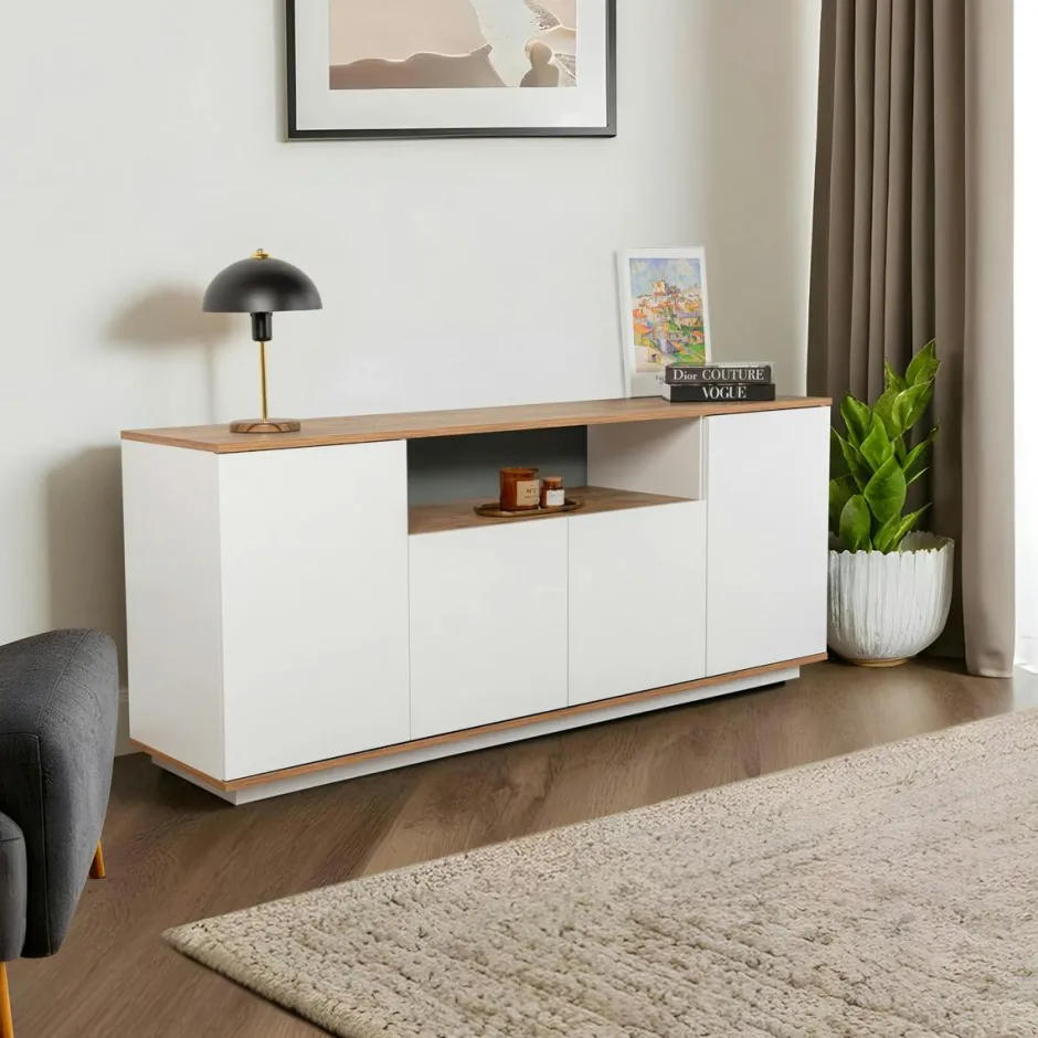 MARFA Buffets Contemporains|Buffets Contemporains|Buffet salle à manger moderne blanc 1 niche centrale