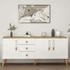 MARFA Buffets Contemporains|Buffets Contemporains|Buffet scandinave blanc et effet bois avec 3 tiroirs