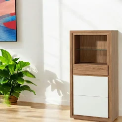 MALMOE Bibliothèques En Bois|Bibliothèques En Bois|Buffet vitrine bois laque blanche