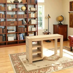 Attan Bureaux En Bois|Bureau / Console Hévéa 3 niches 120x40x80cm