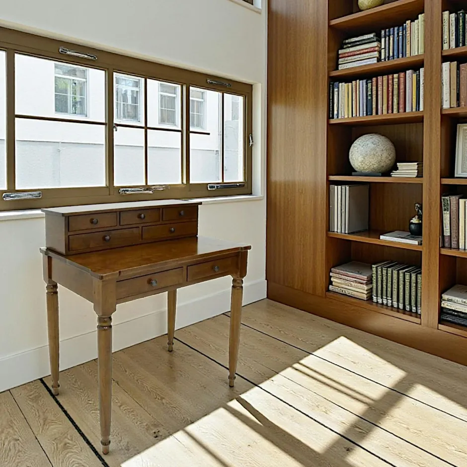 Tradition Bureaux En Bois|Bureau / Secrétaire Hévéa 7 tiroirs pieds tournés 85x55x95cm