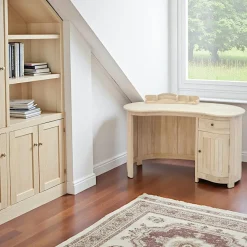 Tradition Bureaux En Bois|Bureau colonial vague hévéa massif 130cm