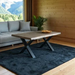 ANZIO Bureaux En Bois|Bureau en bois foncé et verre noir - style moderne