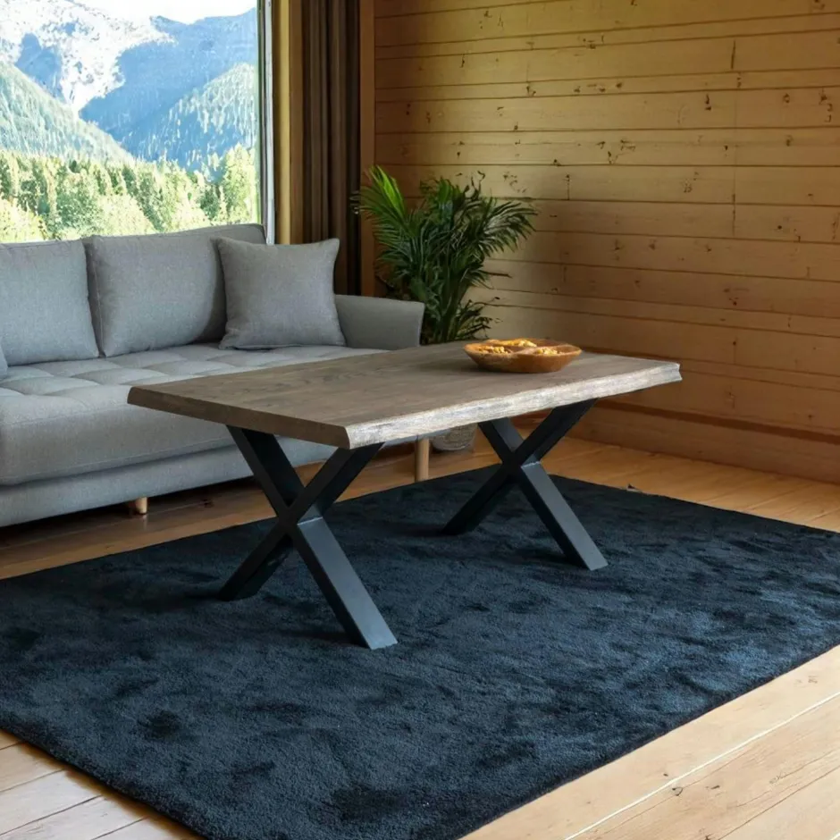 ANZIO Bureaux En Bois|Bureau en bois foncé et verre noir - style moderne