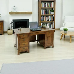 Maori Bureaux En Bois|Bureau exotique hévéa massif 5 tiroirs 150cm