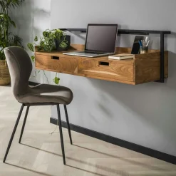 Melbourne Bureaux En Bois|Bureaux Industriels|Bureau mural en bois d'acacia et métal