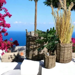 Rangements Déco·Paniers / Boîtes De Rangement|Caches-Pots|Cache-pot en rotin tressé avec anses (lot de 3)