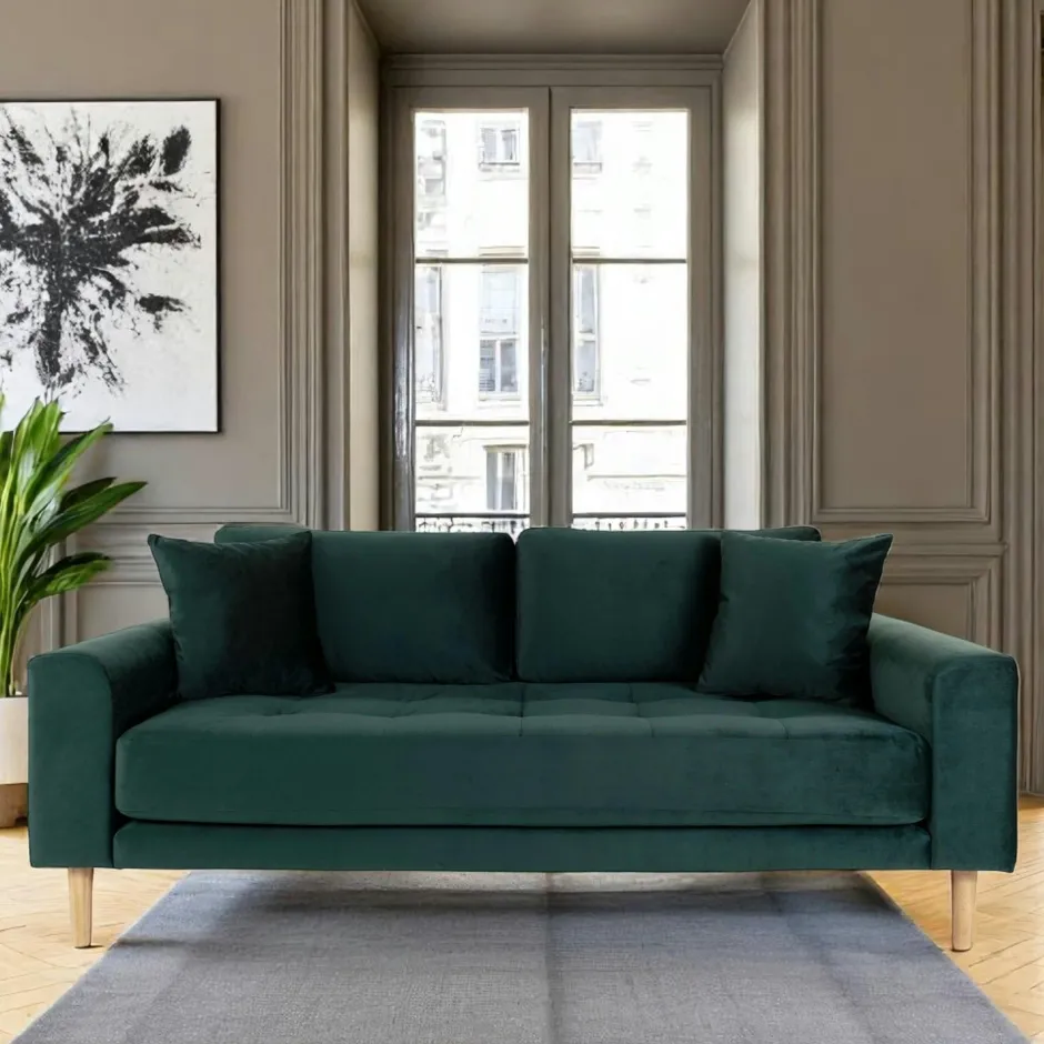 AMSTERDAM Canapés En Tissu|Canapé 2 places 1/2 bleu nuit - velours,