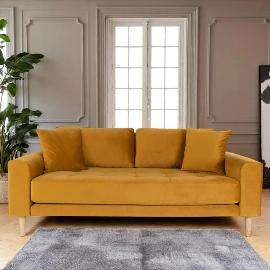 AMSTERDAM Canapés En Tissu|Canapé 2 places 1/2 bleu nuit - velours,