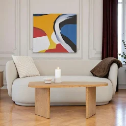 BERLIN Canapés En Tissu|Canapé 2 places 1/2 sable - forme arrondie