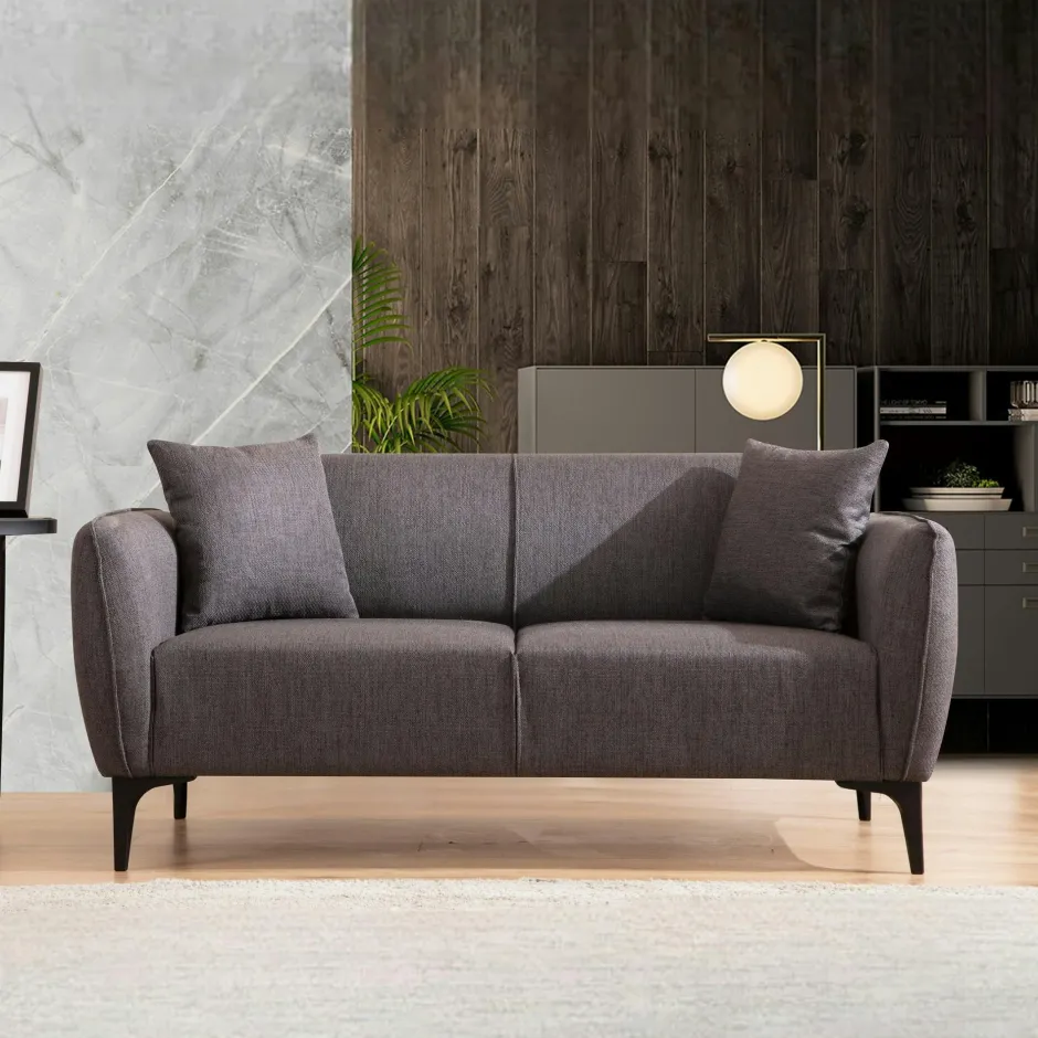 VILNIUS Canapés En Tissu|Canapé 2 places anthracite avec couture décorative