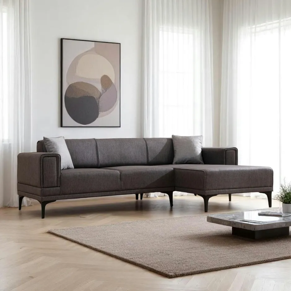 LUCCA Canapés En Tissu|Canapés 3 Places|Canapé 3 places beige - lit d'appoint, look épuré