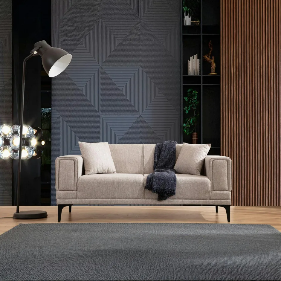 LUCCA Canapés En Tissu|Canapés 3 Places|Canapé 3 places beige - lit d'appoint, look épuré