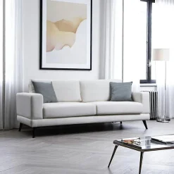 VENCE Canapés 3 Places|Canapés En Tissu|Canapé 3 places beige crème - style contemporain