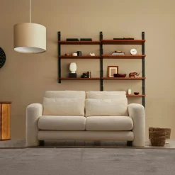 LUCCA Canapés En Tissu|Canapé 2 places beige velours côtelé, lignes arrondies