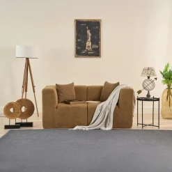 PLOVIA Canapés En Tissu|Canapé 2 places compact anthracite tissu chenille