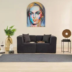 PLOVIA Canapés Marron|Canapés En Tissu|Canapé 2 places compact marron tissu chenille