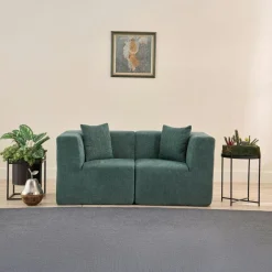 PLOVIA Canapés En Tissu|Canapé 2 places compact vert tissu chenille