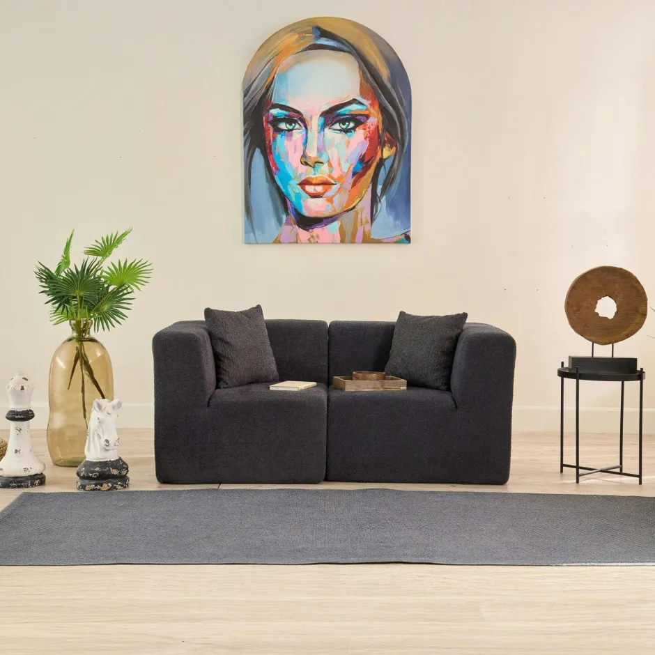 PLOVIA Canapés En Tissu|Canapé 2 places compact vert tissu chenille