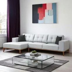 TOYA Canapés En Tissu|Canapés 3 Places|Canapé 3 places gris - lit d'appoint, coussins capitonnés