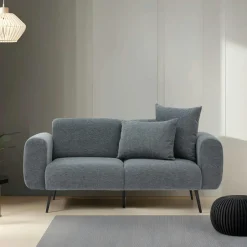 YOKOH Canapés En Tissu|Canapé 2 places gris anthracite, pieds métal noir