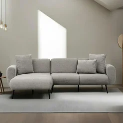 YOKOH Canapés En Tissu|Canapé 2 places gris anthracite, pieds métal noir