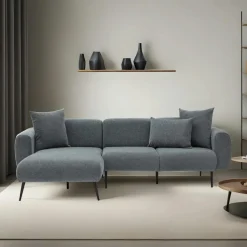 YOKOH Canapés En Tissu|Canapé 2 places gris anthracite, pieds métal noir