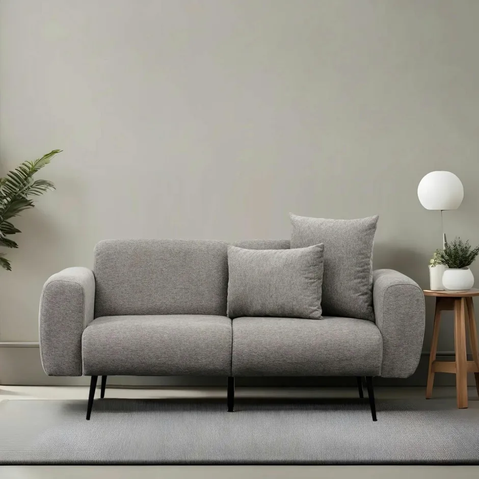 YOKOH Canapés En Tissu|Canapé 2 places gris anthracite, pieds métal noir