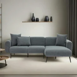 YOKOH Canapés En Tissu|Canapé 2 places gris anthracite, pieds métal noir