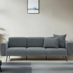 YOKOH Canapés En Tissu|Canapé 3 places gris anthracite, pieds métal noir